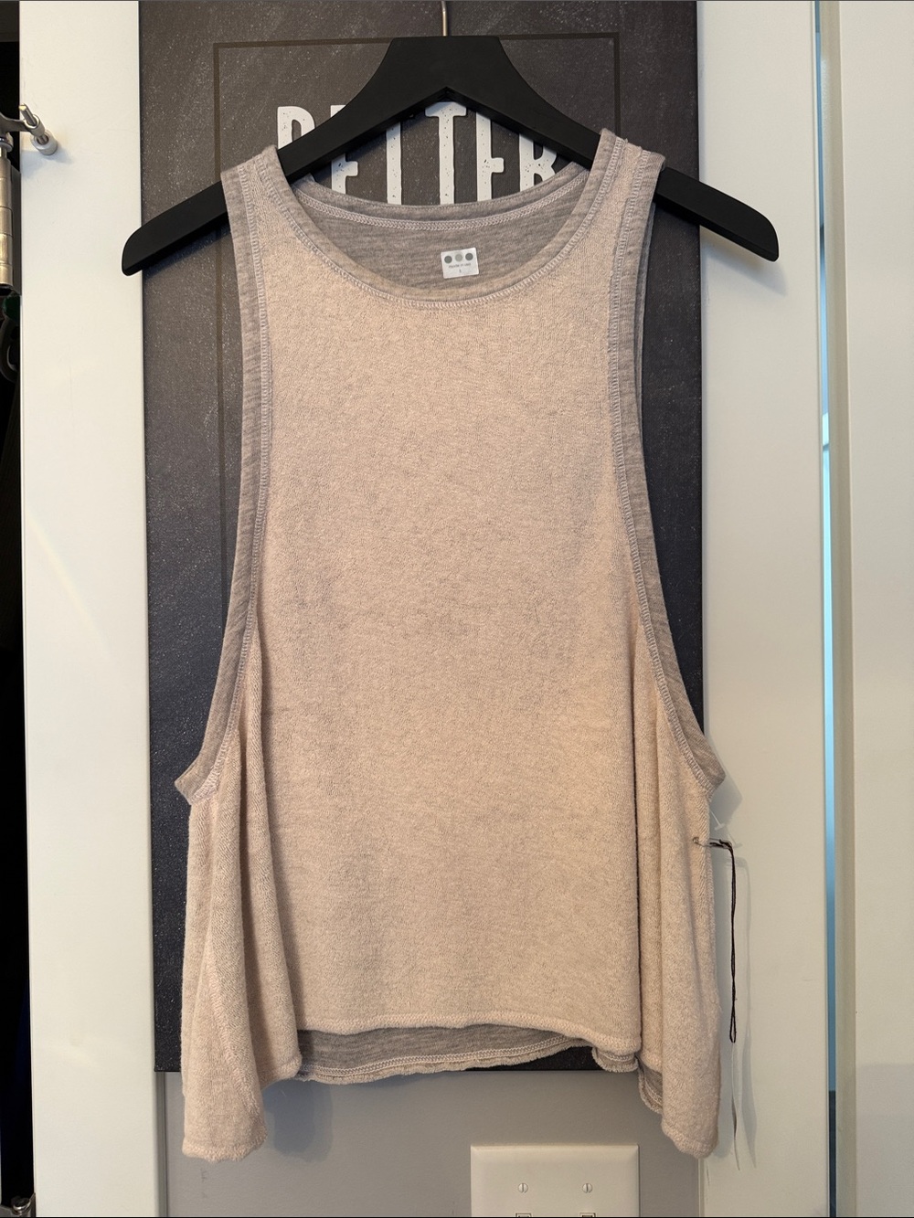 NWT Three Dots Beige Terry Crop Tank Top REVERSIBLE
